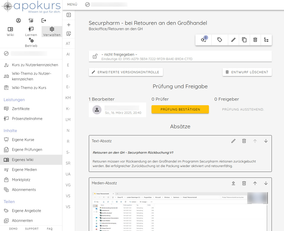 apokurs - Zentrales Qualitätsmanagement